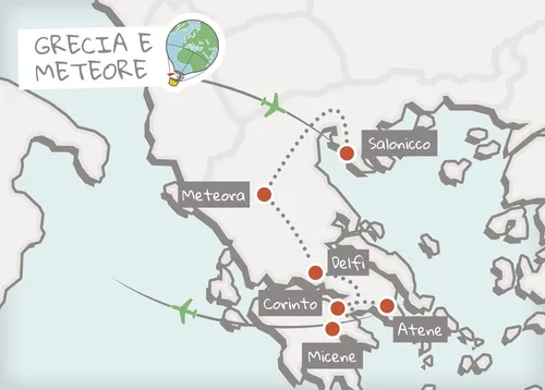 Mappa Itinerario Grecia e Meteore 2027
